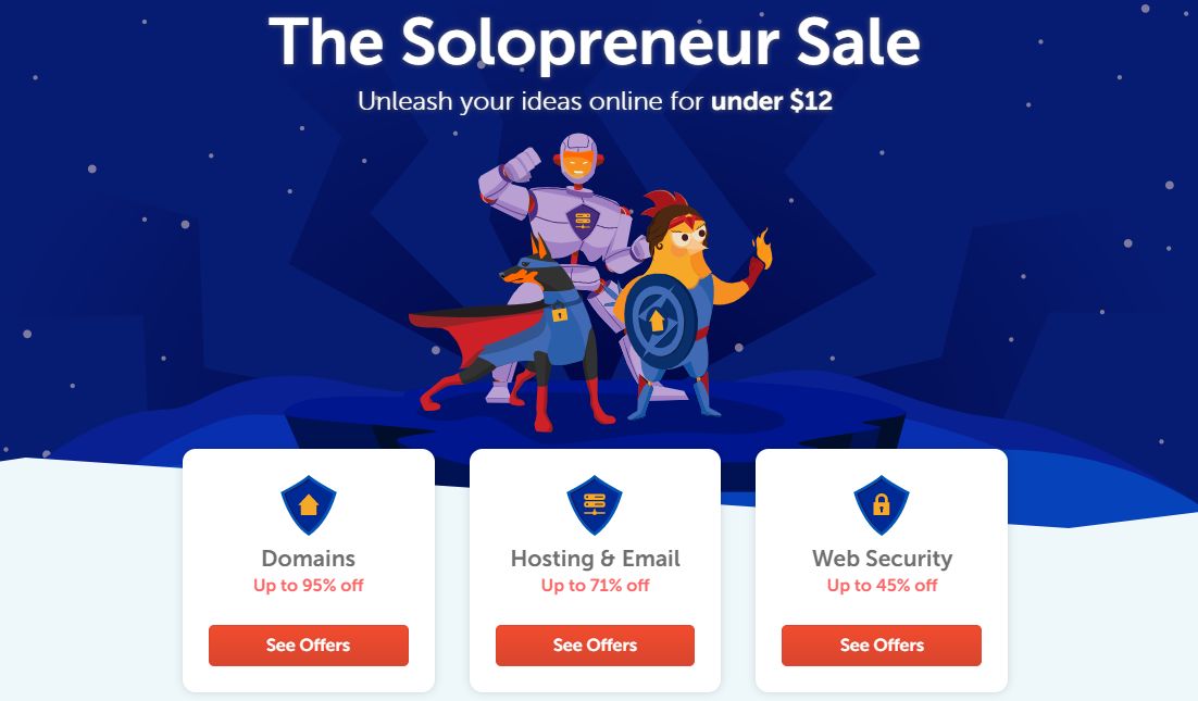 Namecheap: The Solopreneurs sale - Giảm giá đến 95% cho domain, 71% cho hosting