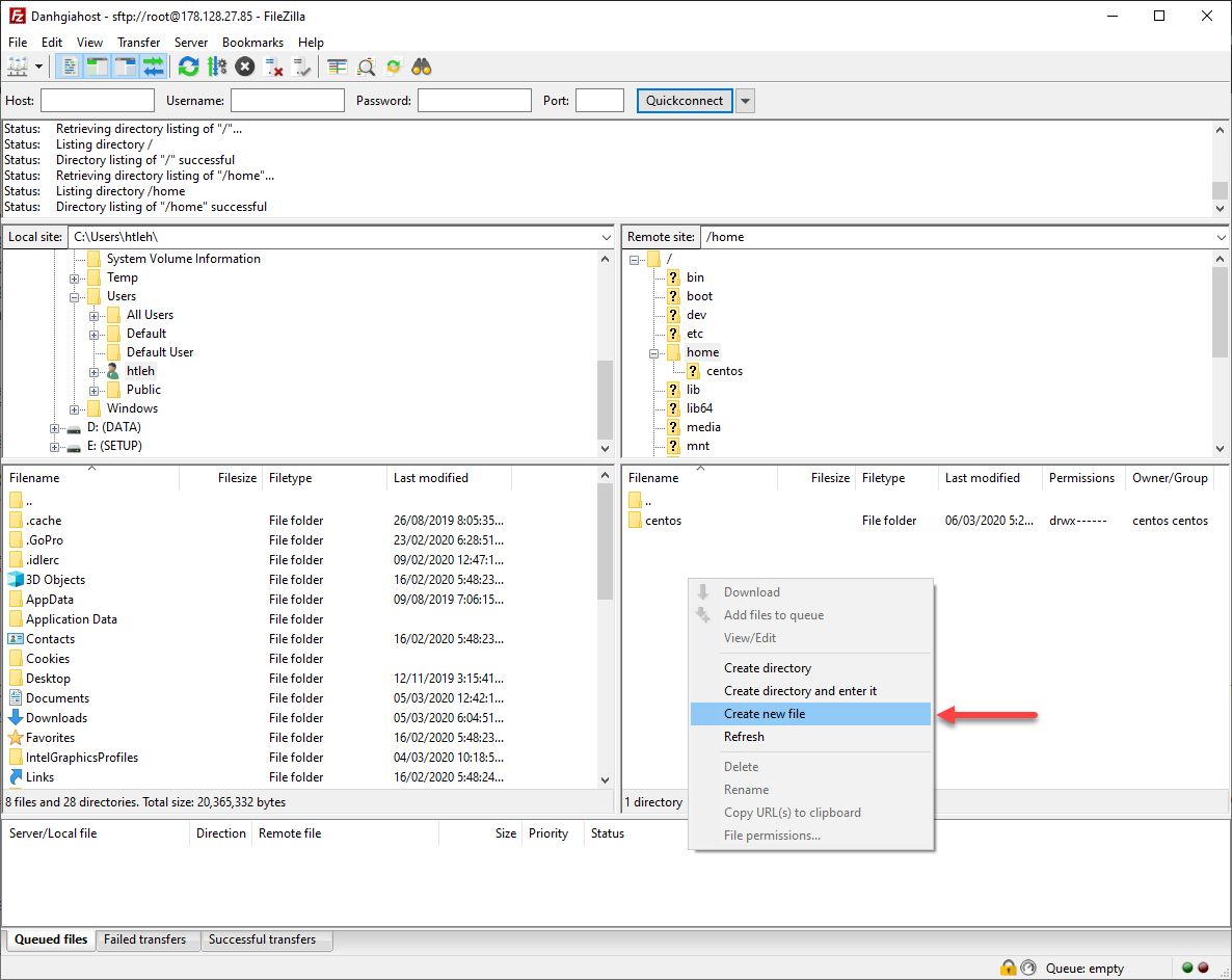 Sử dụng kết hợp FileZilla và Notepad++ để tạo và chỉnh sửa file trên VPS