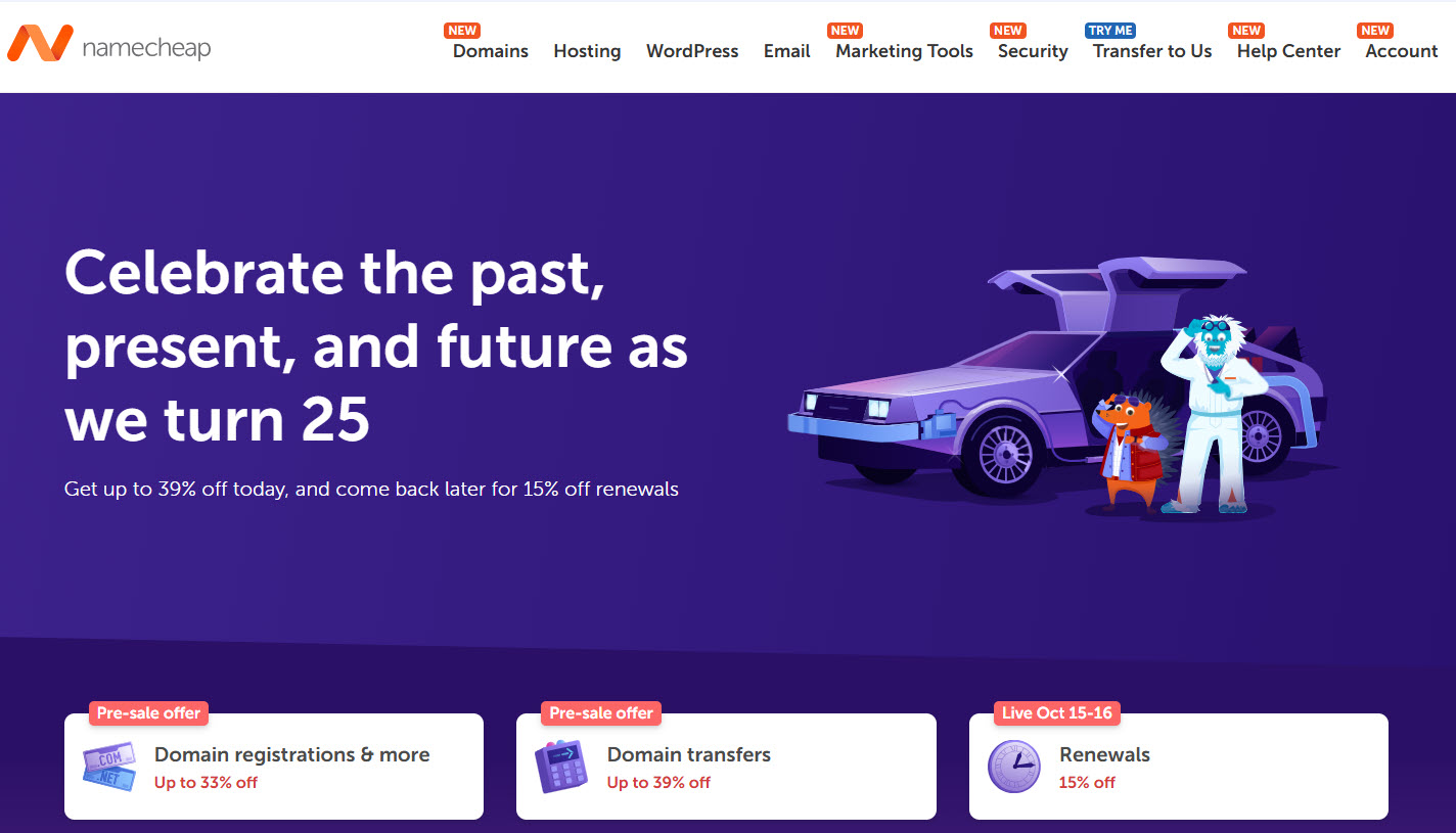 Ưu đãi từ Namecheap chào mừng sinh nhật thứ 25 năm